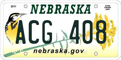 NE license plate ACG408