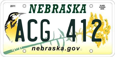 NE license plate ACG412