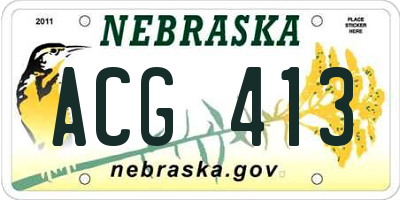 NE license plate ACG413