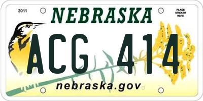 NE license plate ACG414