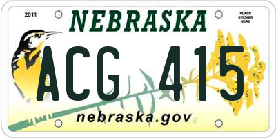 NE license plate ACG415