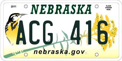 NE license plate ACG416