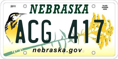 NE license plate ACG417