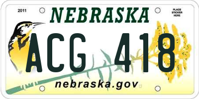 NE license plate ACG418