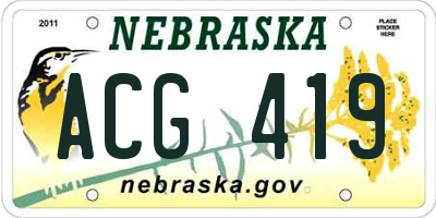 NE license plate ACG419