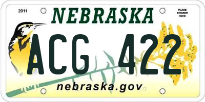 NE license plate ACG422