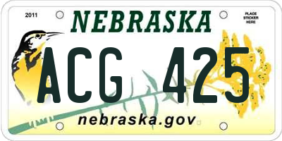 NE license plate ACG425