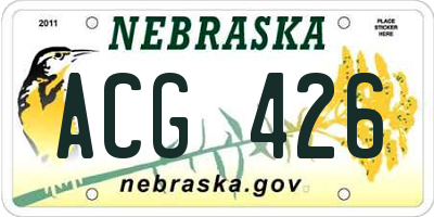 NE license plate ACG426