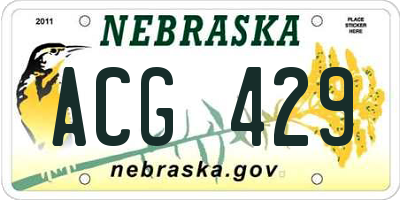 NE license plate ACG429