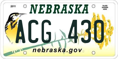 NE license plate ACG430