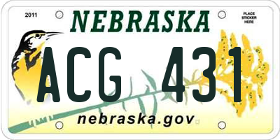 NE license plate ACG431