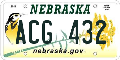 NE license plate ACG432