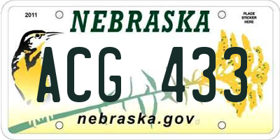 NE license plate ACG433