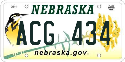 NE license plate ACG434