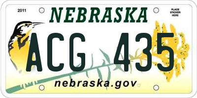 NE license plate ACG435