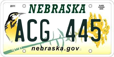 NE license plate ACG445