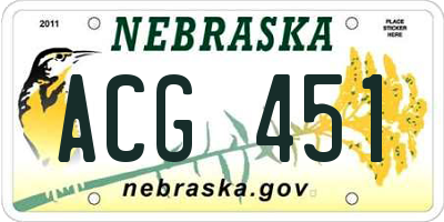 NE license plate ACG451