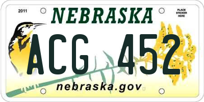 NE license plate ACG452