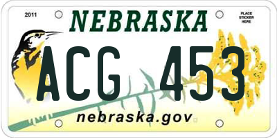 NE license plate ACG453