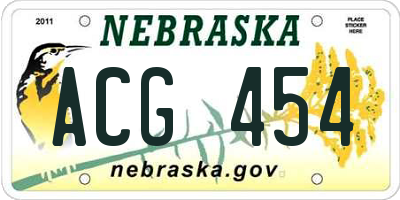 NE license plate ACG454