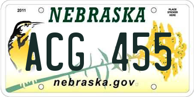 NE license plate ACG455