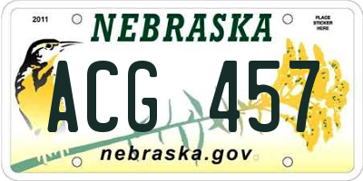 NE license plate ACG457