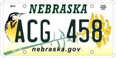 NE license plate ACG458