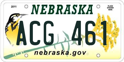 NE license plate ACG461