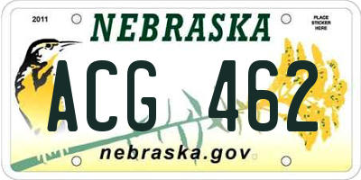 NE license plate ACG462