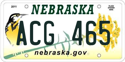 NE license plate ACG465