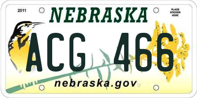 NE license plate ACG466