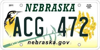 NE license plate ACG472