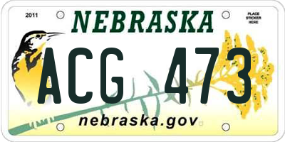 NE license plate ACG473