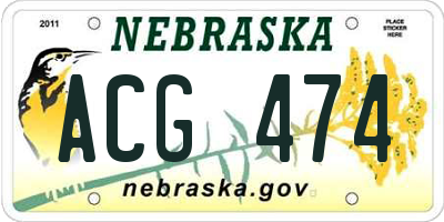 NE license plate ACG474