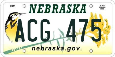 NE license plate ACG475