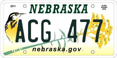 NE license plate ACG477