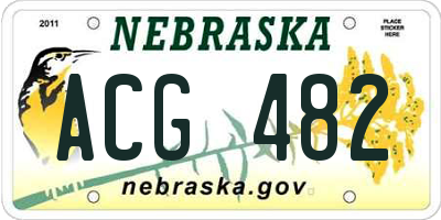 NE license plate ACG482