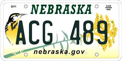 NE license plate ACG489