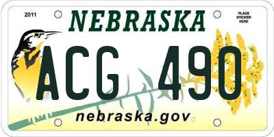 NE license plate ACG490