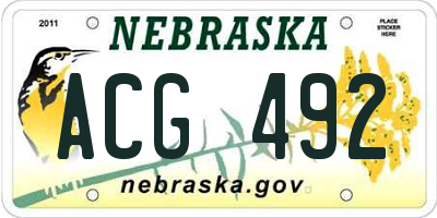 NE license plate ACG492