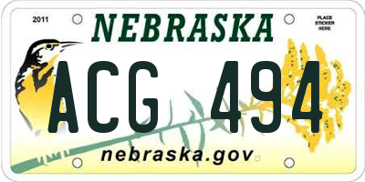 NE license plate ACG494