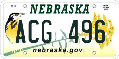 NE license plate ACG496