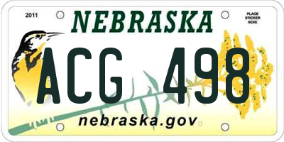 NE license plate ACG498