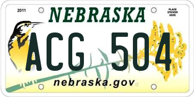 NE license plate ACG504