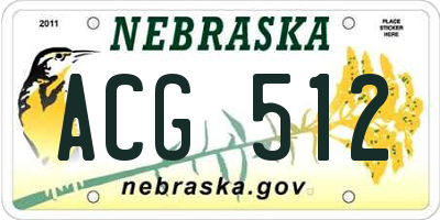 NE license plate ACG512