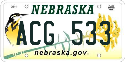 NE license plate ACG533