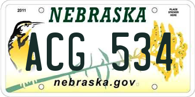 NE license plate ACG534