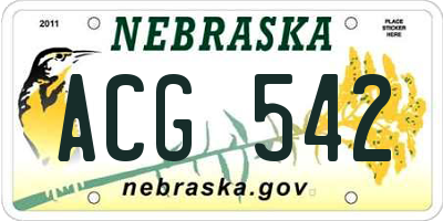 NE license plate ACG542