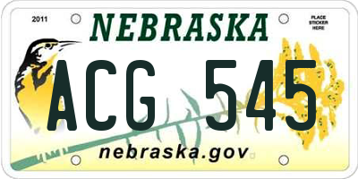 NE license plate ACG545