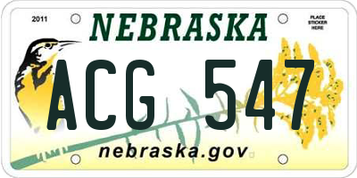 NE license plate ACG547